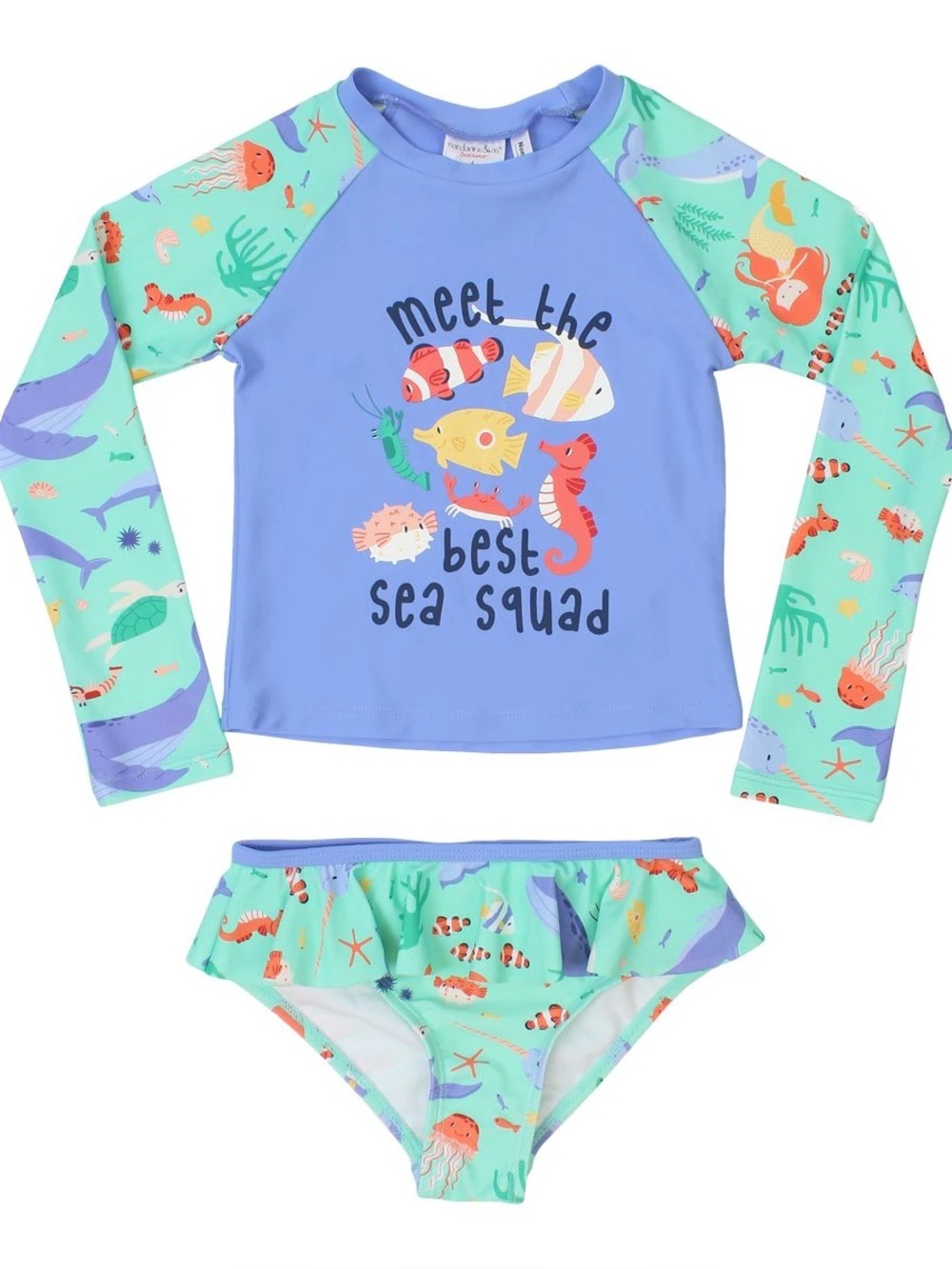 10/$15 Mandarine & Co Beachwear 2-Piece Long Sleeve Swimsuit